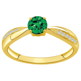 Bague Plaqué Or, 1 spinelle verte et 12 oxydes de zirconium by Stauffer Ref. 76100253