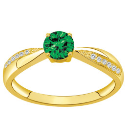 Bague Plaqué Or, 1 spinelle verte et 12 oxydes de zirconium by Stauffer Ref. 76100253