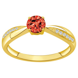 Bague Plaqué Or, 1 spinelle rouge et 12 oxydes de zirconium by Stauffer Ref. 76100252