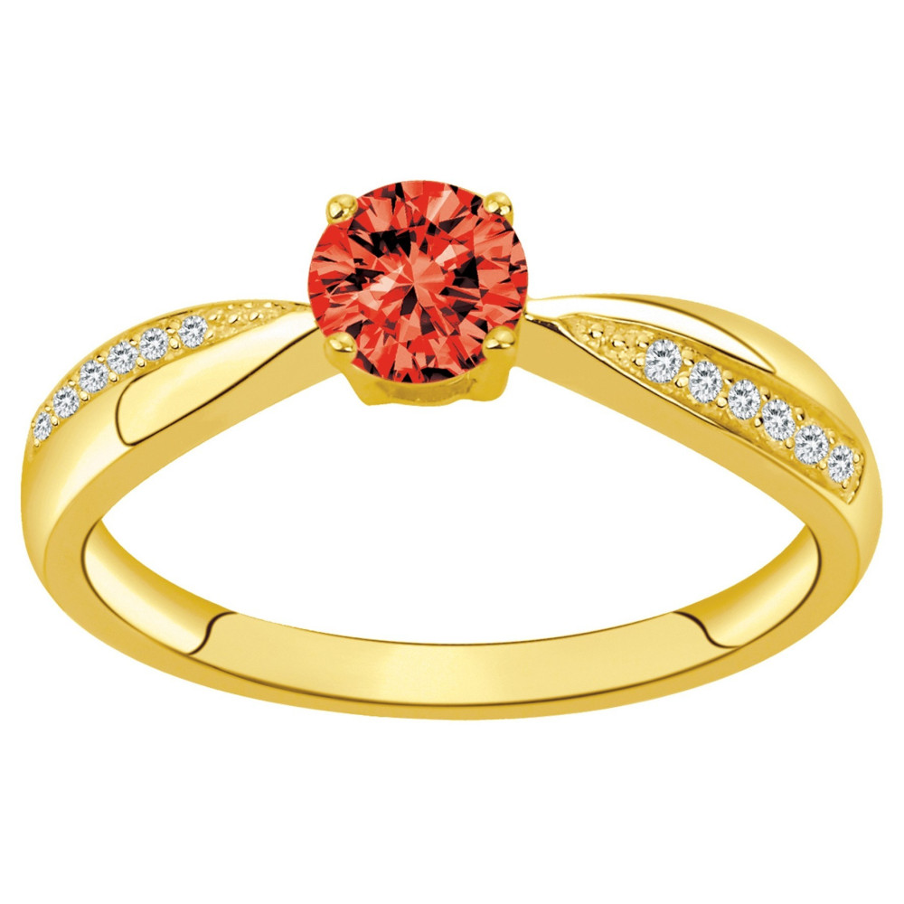 Bague Plaqué Or, 1 spinelle rouge et 12 oxydes de zirconium by Stauffer Ref. 76100252