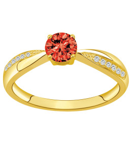 Bague Plaqué Or, 1 spinelle rouge et 12 oxydes de zirconium by Stauffer Ref. 76100252