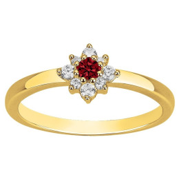 Bague Plaqué Or, 1 spinelle rouge et 8 oxydes de zirconium by Stauffer Ref. 76100251