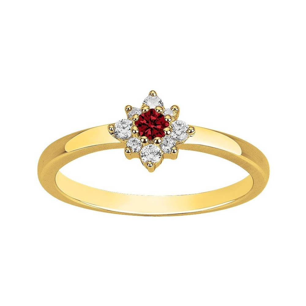 Bague Plaqué Or, 1 spinelle rouge et 8 oxydes de zirconium by Stauffer Ref. 76100251