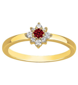 Bague Plaqué Or, 1 spinelle rouge et 8 oxydes de zirconium by Stauffer Ref. 76100251