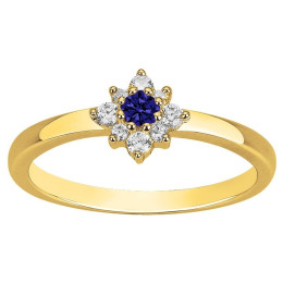 Bague Plaqué Or, 1 spinelle bleue et 8 oxydes de zirconium by Stauffer Ref. 76100250