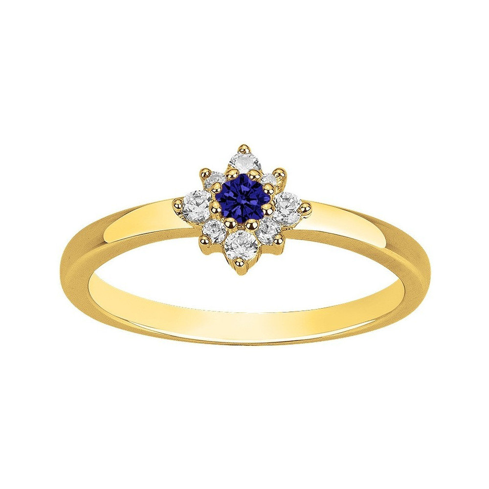 Bague Plaqué Or, 1 spinelle bleue et 8 oxydes de zirconium by Stauffer Ref. 76100250