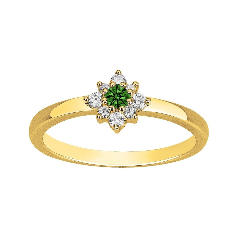 Bague Plaqué Or, 1 spinelle verte et 8 oxydes de zirconium by Stauffer Ref. 76100249