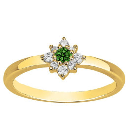 Bague Plaqué Or, 1 spinelle verte et 8 oxydes de zirconium by Stauffer Ref. 76100249