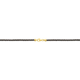 Le Collier cordon soie noire torsadée et plaqué or, longueur 45 cm, by Stauffer.