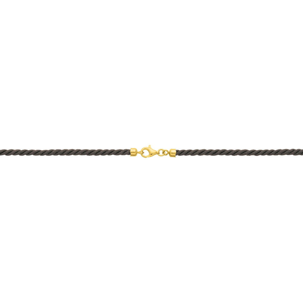 Le Collier cordon soie noire torsadée et plaqué or, longueur 45 cm, by Stauffer.