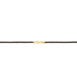 Le Collier cordon soie noire torsadée et plaqué or, longueur 45 cm, by Stauffer.