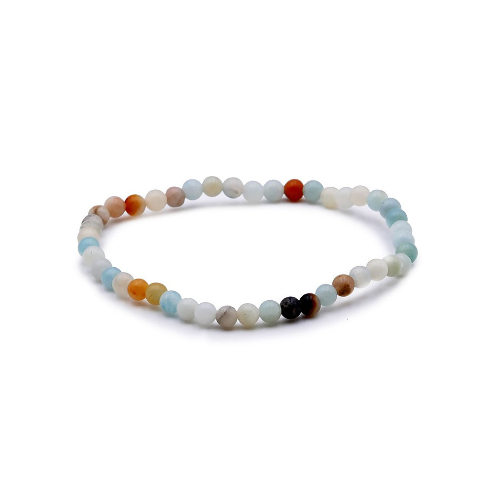 Bracelet pierres naturelles boule 4mm amazonite multi brésil B