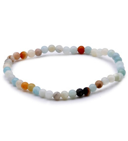 Bracelet pierres naturelles boule 4mm amazonite multi brésil B