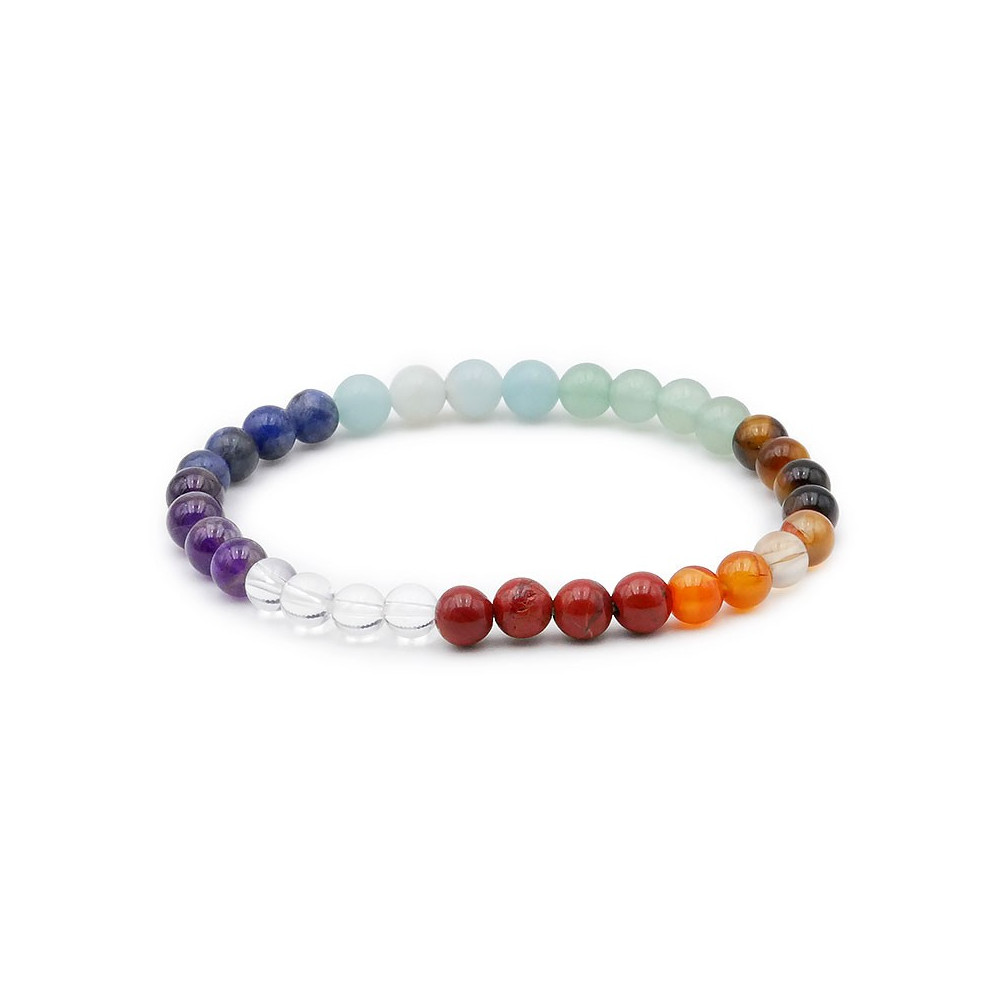 Bracelet pierres naturelles 6mm 7 chakras AB