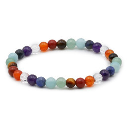 Bracelet pierres naturelles 6mm 7 chakras multicolore AB