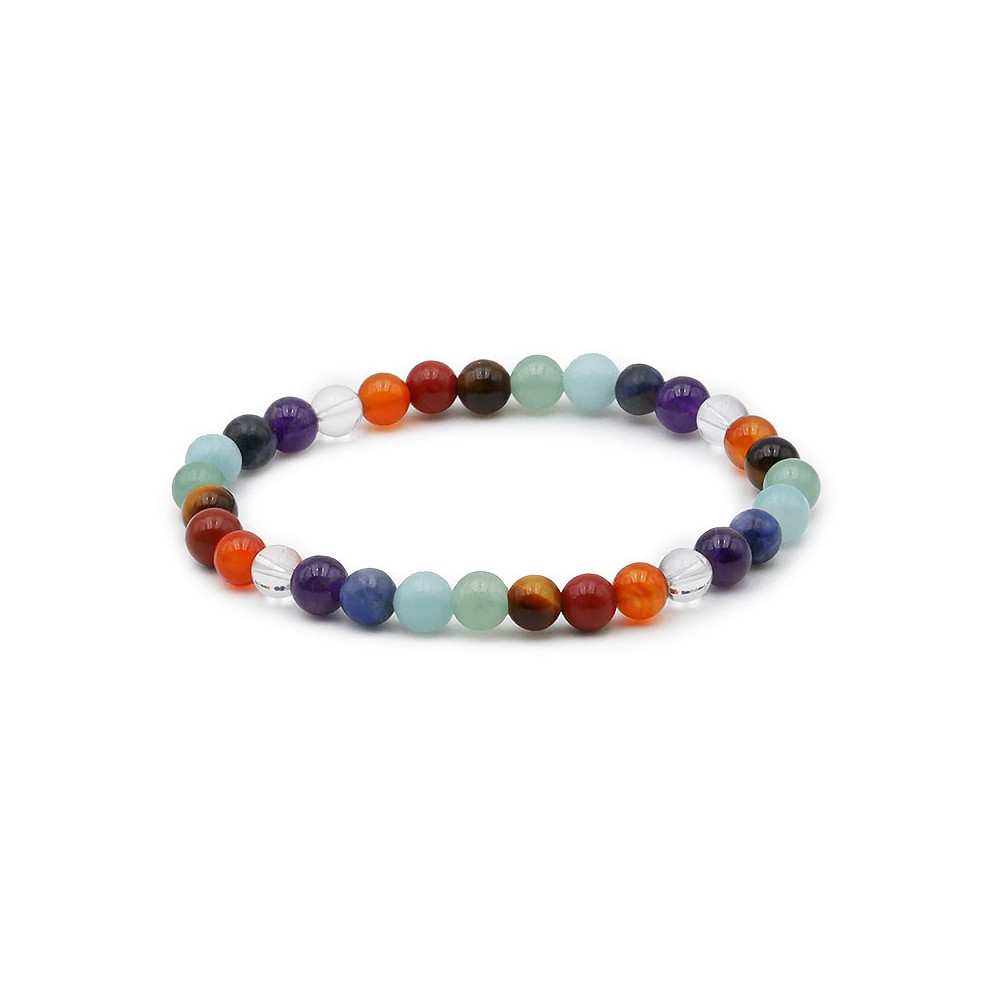 Bracelet pierres naturelles 6mm 7 chakras multicolore AB