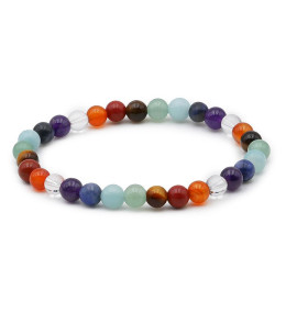 Bracelet pierres naturelles 6mm 7 chakras multicolore AB