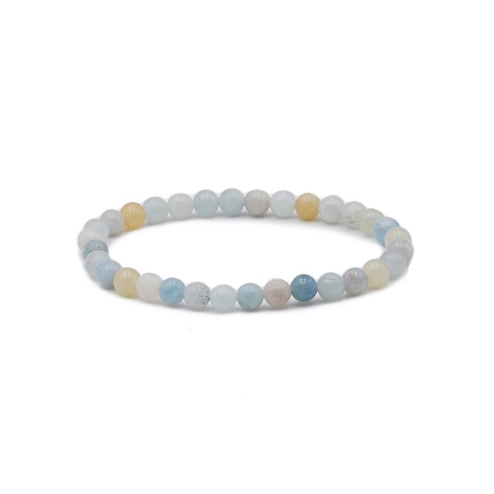 Bracelet pierres naturelles 6mm aigue marine multicolore AB