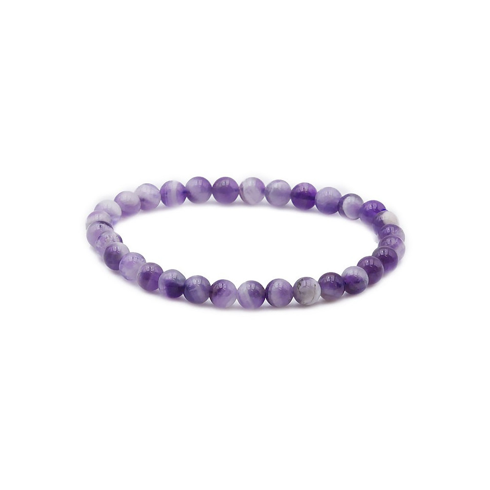 Bracelet pierres naturelles 6mm améthyste rubanée brésil A
