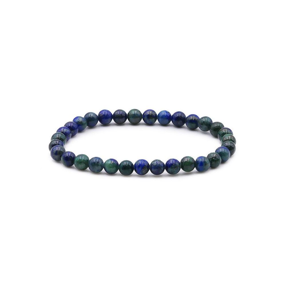 Bracelet pierres naturelles 6mm azurite malachite stabilisée AB