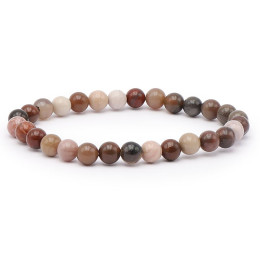 Bracelet pierres naturelles 6 mm bois fossile A