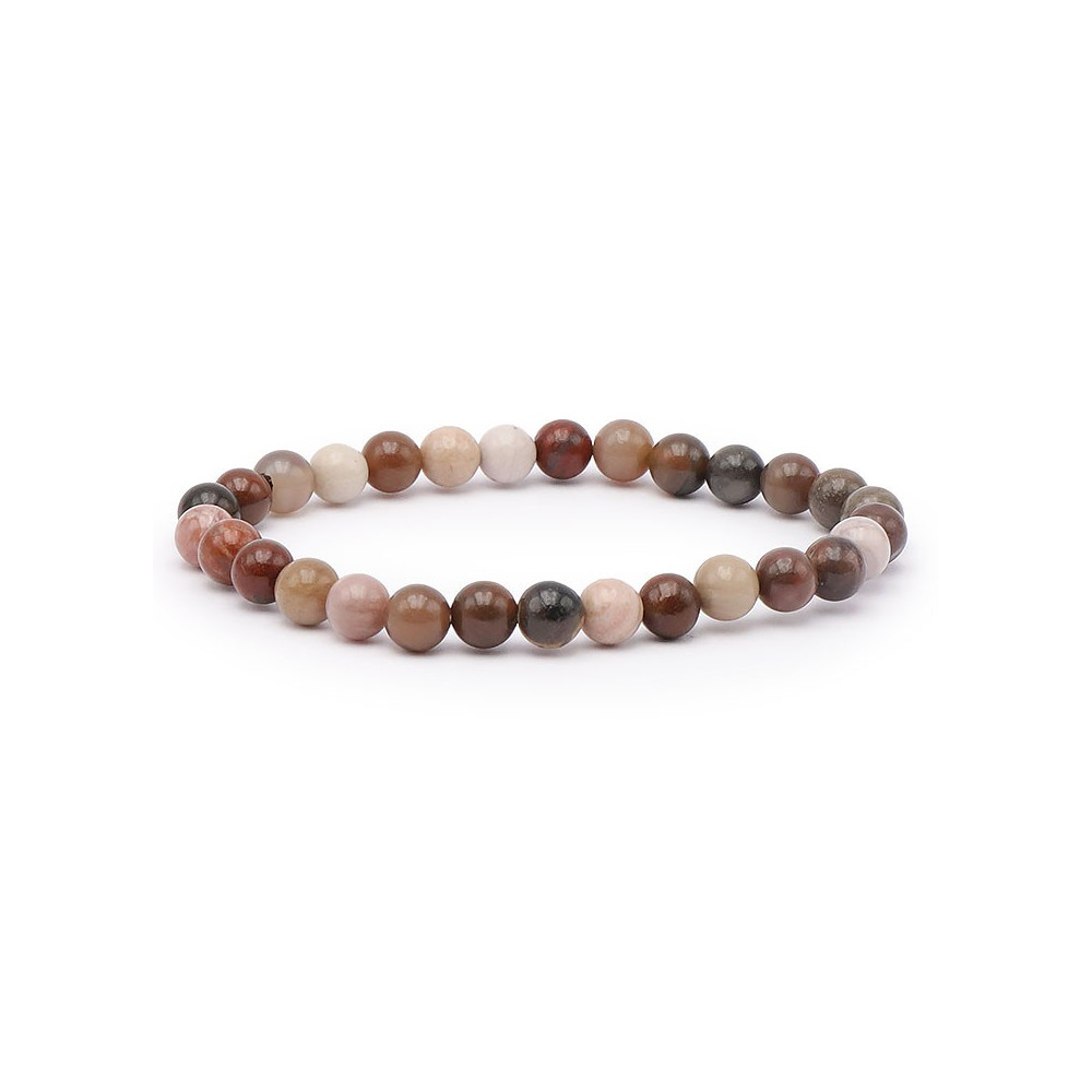 Bracelet pierres naturelles 6 mm bois fossile A