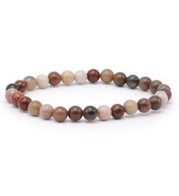 Bracelet pierres naturelles 6 mm bois fossile A