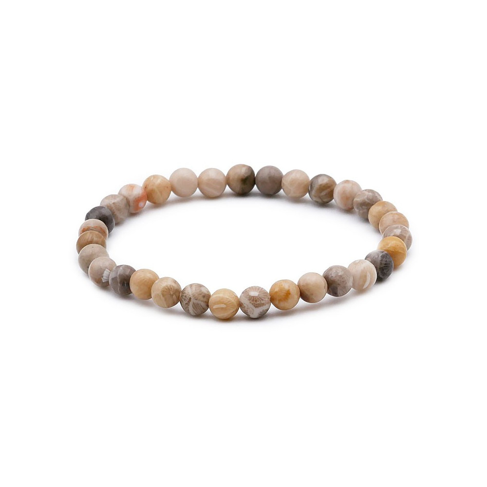 Bracelet pierres naturelles 6 mm corail fossile AB Bracelet pierres naturelles 6 mm corail fossile AB