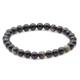 Bracelet pierres naturelles 6mm obsidienne dorée A