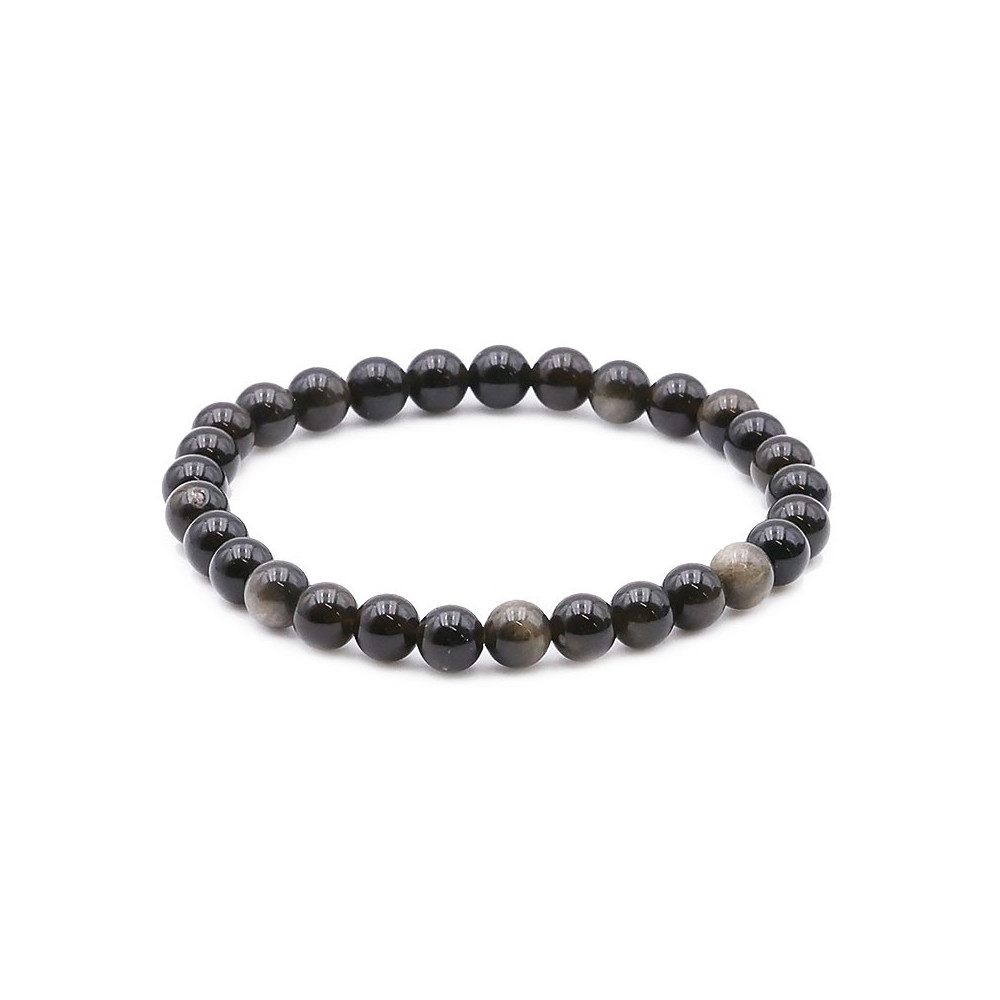 Bracelet pierres naturelles 6mm obsidienne dorée A