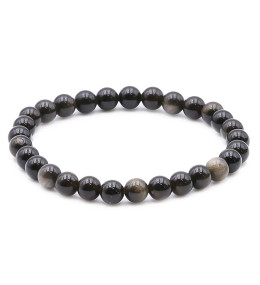 Bracelet pierres naturelles 6mm obsidienne dorée A