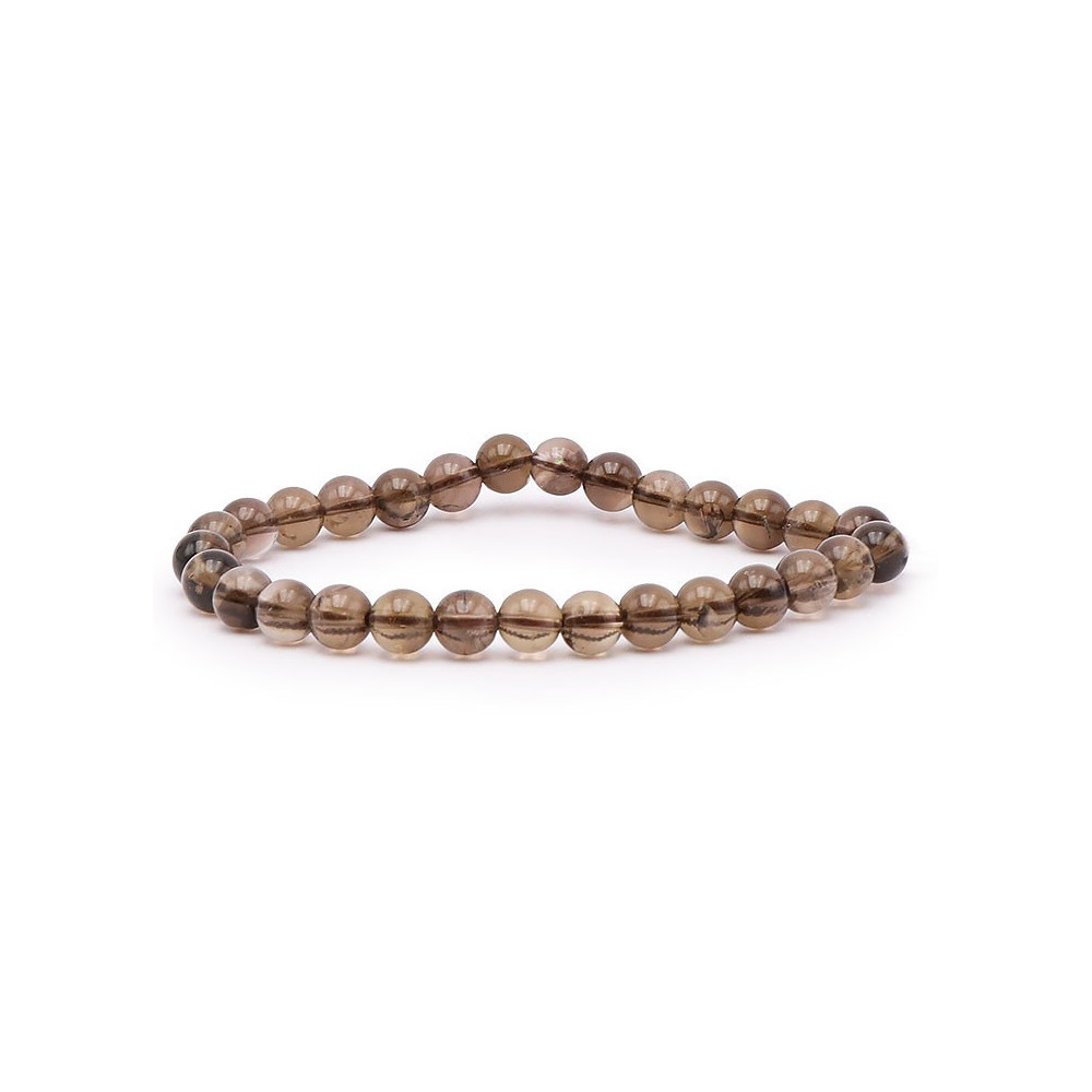 Bracelet pierres naturelles 6mm cristal de roche fumé A