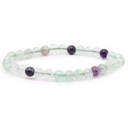 Bracelet pierres naturelles 6 mm fluorine multicolore AB