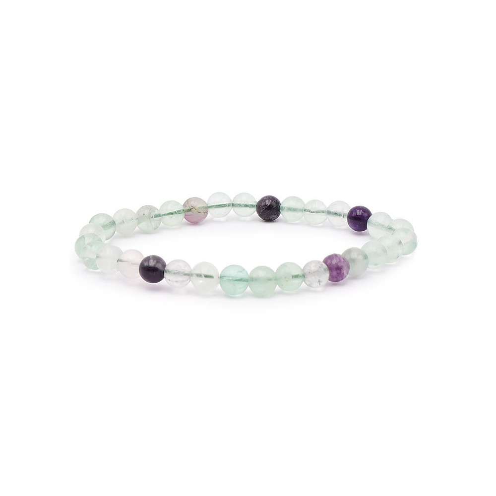 Bracelet pierres naturelles 6 mm fluorine multicolore AB