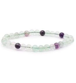 Bracelet pierres naturelles 6 mm fluorine multicolore AB