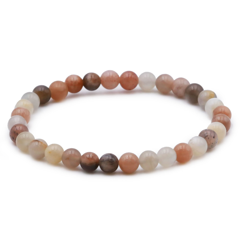 Bracelet pierres naturelles 6mm pierre de lune multicolore AB