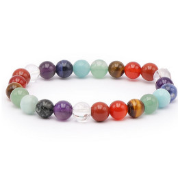 Bracelet pierres naturelles 8mm 7 chakras multicolore AB