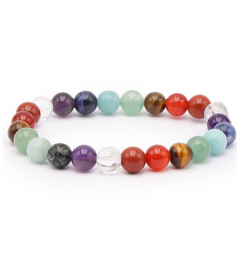 Bracelet pierres naturelles 8mm 7 chakras multicolore AB