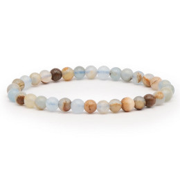 Bracelet pierres naturelles 6mm calcite bleue sur guangue AA