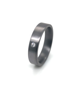 Alliance Tantale Pure Flat Gun + 1 diamant H/SI de 0,016 ct serti clos, largeur 3 mm