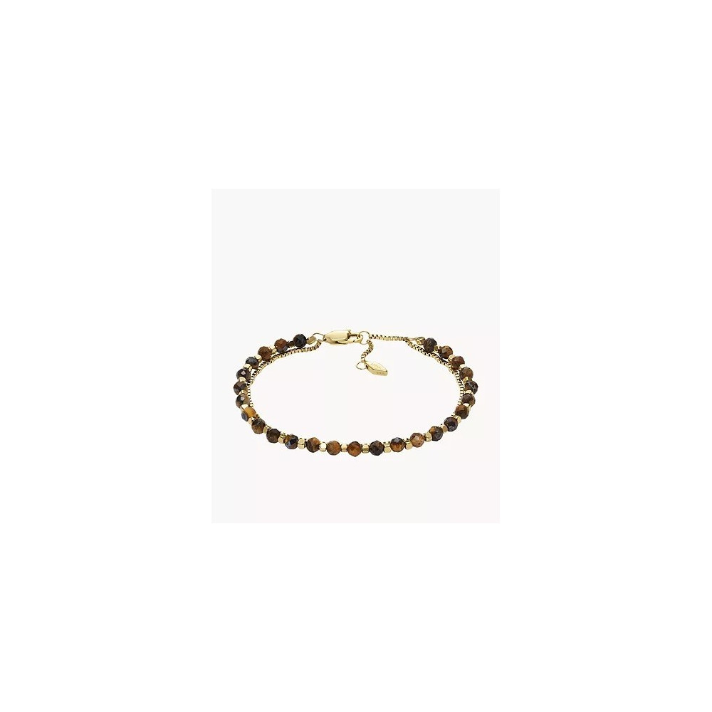 Bracelet Femme FOSSIL, All stacked up, en acier doré jaune et oeil de tigre, JF04683710 Bracelet Femme FOSSIL, All stacked up, en acier doré jaune et oeil de tigre, JF04683710