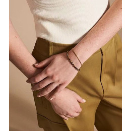 Le Bracelet Femme FOSSIL, All stacked up, en acier doré jaune et oeil de tigre, JF04683710