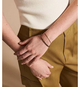 Le Bracelet Femme FOSSIL, All stacked up, en acier doré jaune et oeil de tigre, JF04683710