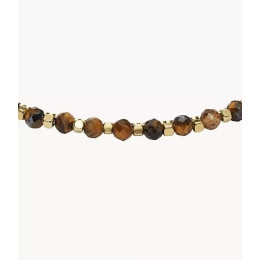 Le Bracelet Femme FOSSIL, All stacked up, en acier doré jaune et oeil de tigre, JF04683710
