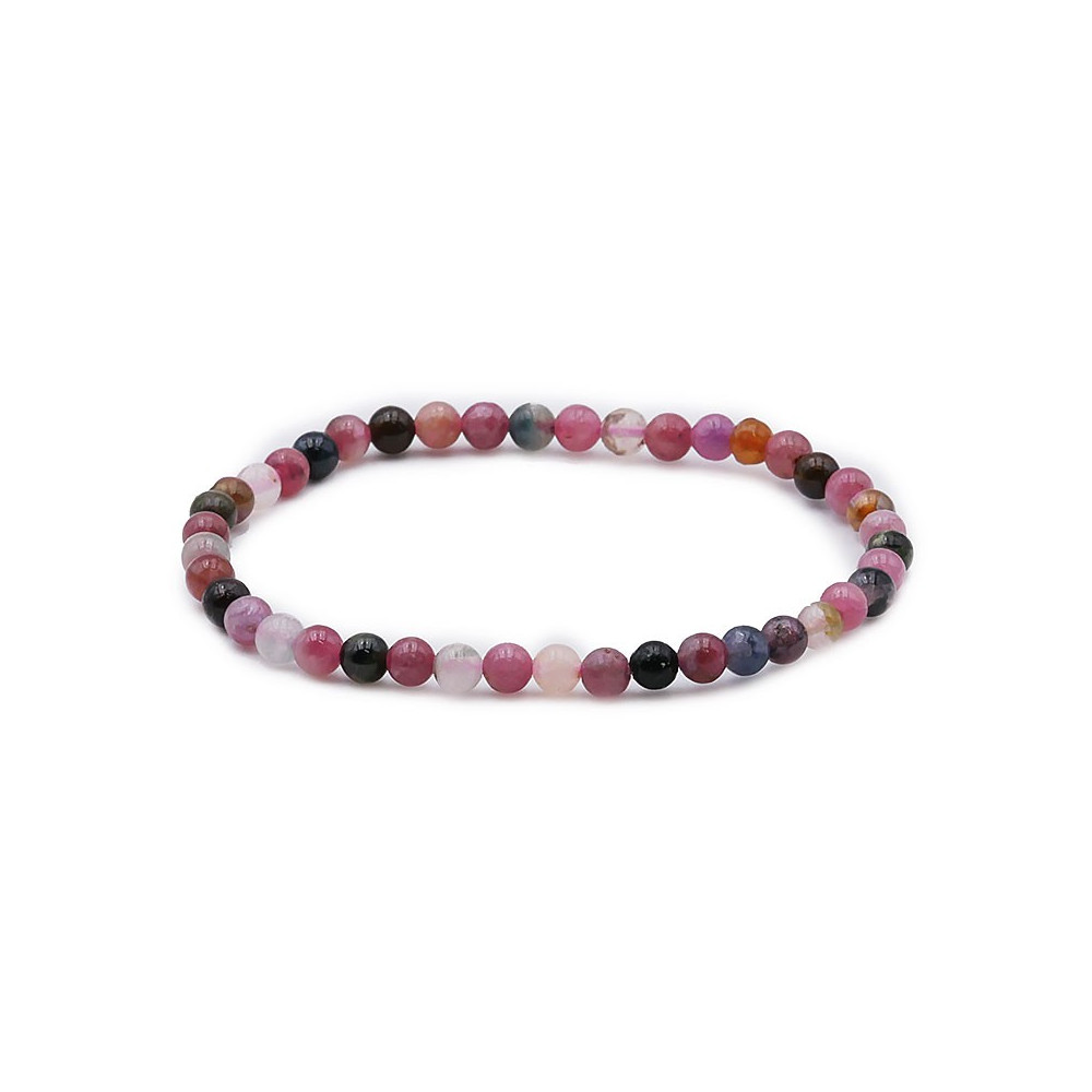 Bracelet pierres naturelles 4 mm tourmaline multicolore A