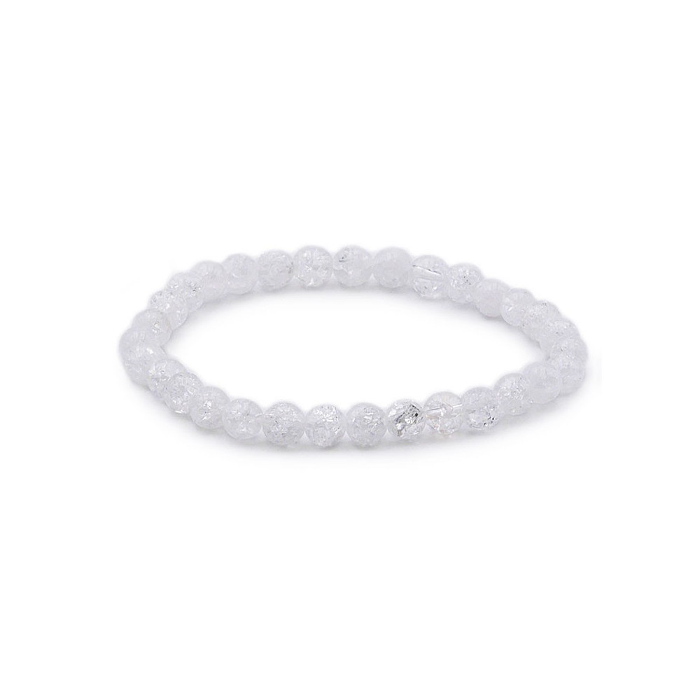 Bracelet pierres naturelles 6mm cristal de roche crack A
