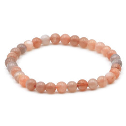 Bracelet pierres naturelles 6mm pierre de lune rose A
