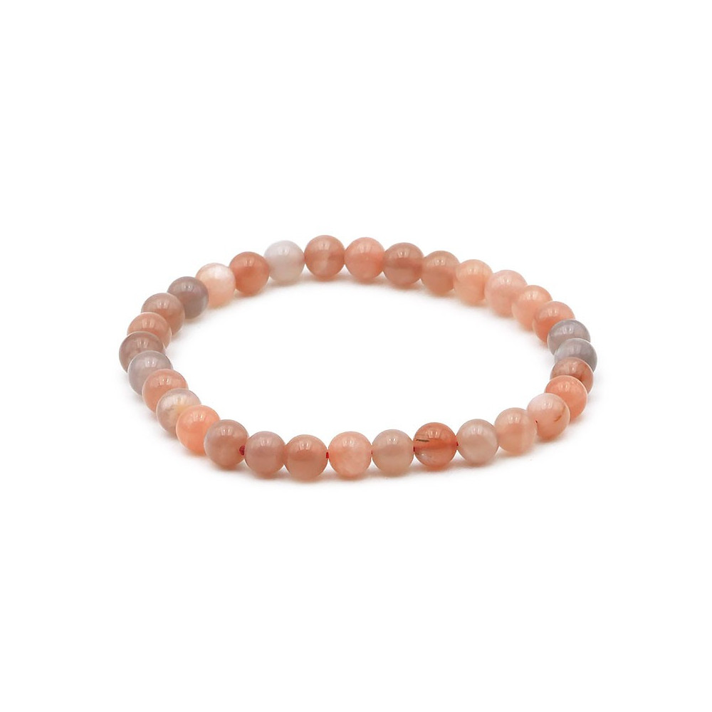 Bracelet pierres naturelles 6mm pierre de lune rose A