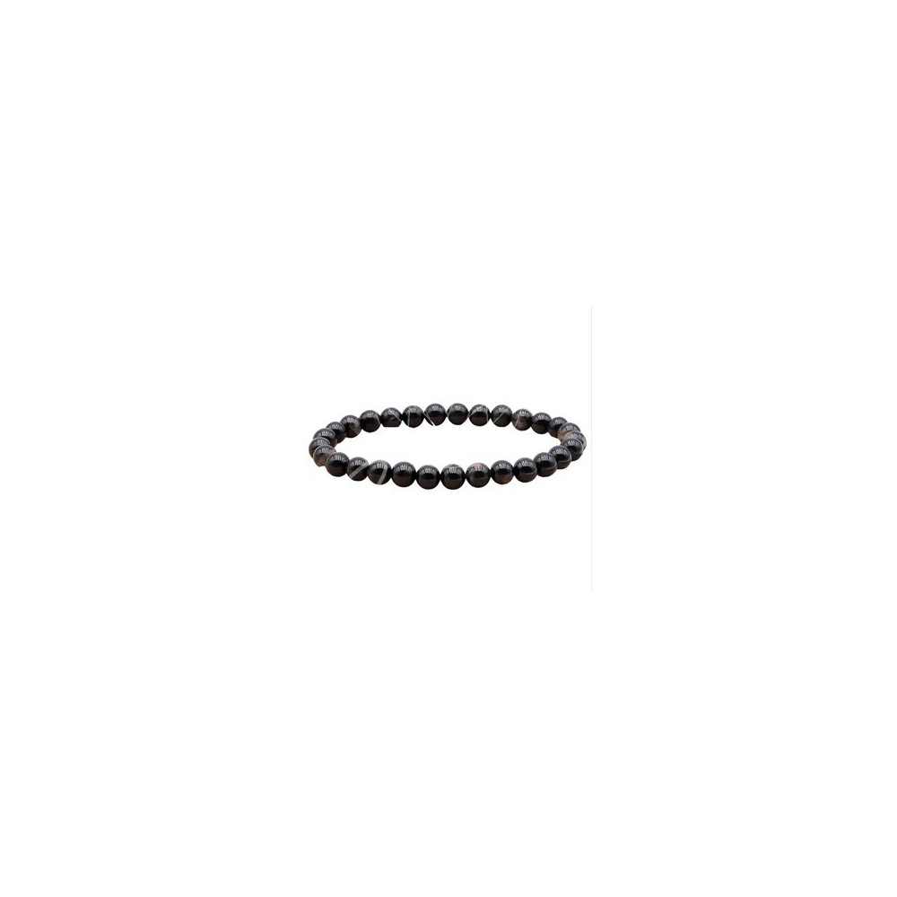 Bracelet pierres naturelles 6mm tourmaline noire avec quartz B