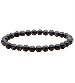 Bracelet pierres naturelles 6mm tourmaline noire avec quartz B